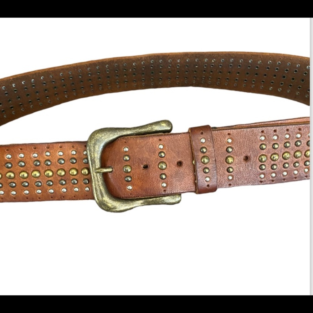 Vintage Jigsaw Studded Leather Belt